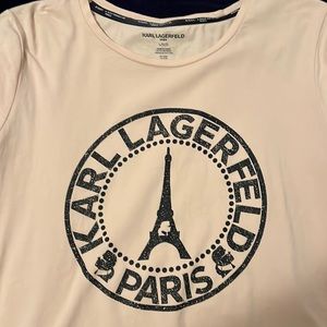 Karl Lagerfeld tshirt. Peach color, size L